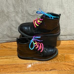 Dr Martens Style Black Rainbow Patent Leather Boots Pride Size 6 Classic Grunge